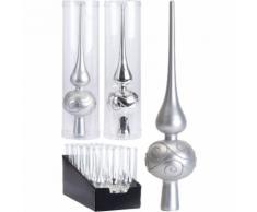 PUNTALE 1PZ 25CM IN VETRO OPACO/LUCIDO ARGENTO ASSORTITO ADDOBBI ALBERO NATALE