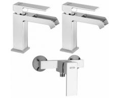 Jacuzzi Rubinetteria set di miscelatori in ottone cromato lavabo + bidet a cascata + esterno doccia