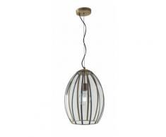 Lampadario a soffitto chester in vetro rifiniture in ottone design vintage una luce dm 30 cm