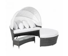 Divano coperto da giardino in rattan grigio SYLT LUX