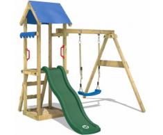 WICKEY Parco giochi TinyWave Gioco da giardino per bambini con altalena, scivolo, sabbiera, tetto