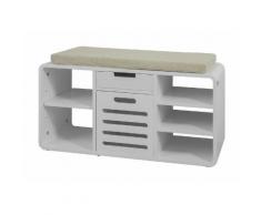 SoBuy Scarpiera salvaspazio Mobile ingresso moderno panca con casetto e cuscino bianco FSR54-W