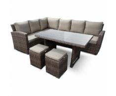 SET SALOTTO GIARDINO RATTAN ESTERNO DIVANO ARREDO 2 POUF TAVOLO KUMA | Rattan