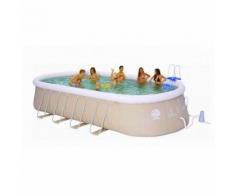 Piscina Fuoriterra Ovale Jilong Cm 732x360x122 Grigia con Struttura in Acciaio con Pompa Filtro,