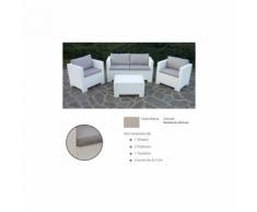 Divano con Poltrone e Tavolino/Salotto/Salottino in Polyrattan per Esterno/Arredo Giardino - Mod.