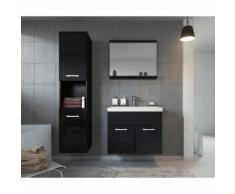 Mobili da bagno Montreal 60cm, Nero Lucido, armadio mobiletto lavabo Mobili Armadietto