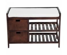 Homcom Panca Contenitore da Ingresso con Cassetti e Ripiani in Legno Marrone Scuro, 69x34x48cm