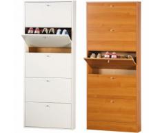 Scarpiera in Legno a Ribalta 5 Ante Slim Salvaspazio Armadio Mobile Portascarpe Bianco
