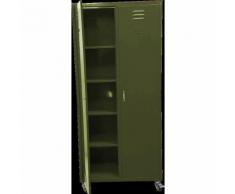 Armadio in Metallo Stile Industriale Guardaroba con Ruote Dim. 85x40x180h. DI COLORE VERDE