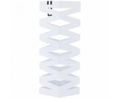 Portaombrelli Porta ombrelli 49cm Bianco in ferro quadro Con Gancini e Vaschetta Scolapioggia LUC16W
