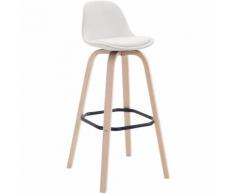 CLP Sgabello Avika similpelle, super imbottito, base cappuccino, bianco natura