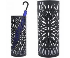 Portaombrelli in Ferro Design BAKAJI7B Rotondo Stand Nero Vaschetta Salvagoccia