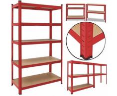 Scaffale mensola scaffali scaffalatura metallo zincato 5 ripiani rosso 875kg