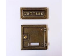 Kit buca lettere + sportello in ottone brunito per ritiro posta