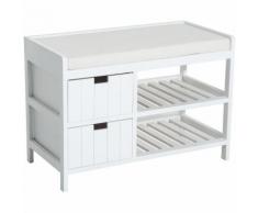 HomCom Panca Contenitore da Ingresso in Legno, Bianco, 69x34x48cm