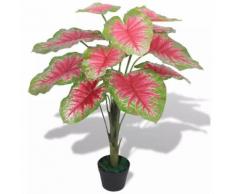 Caladio Pianta Artificiale con Vaso 70 cm Verde e Rosso