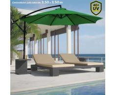 Ombrellone Giardino Decentrato 3,5 x 3,5 Mt Verde Palo Alluminio Gazebo Piscina