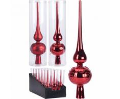 PUNTALE 1PZ 25CM IN VETRO OPACO/LUCIDO ROSSO ASSORTITO ADDOBBI ALBERO NATALE