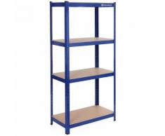 Scaffalatura a 4 Ripiani Scaffale in Acciaio e Fiberboard per Garage 160 x 80 x 40cm GLR44Q