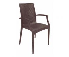 Poltrona da giardino impilabile effetto rattan marrone moka