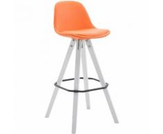 Sgabello Franklin ben imbottito, in similpelle, gambe quadrate color bianco, arancione CLP