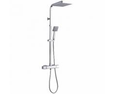 Set Doccia a Colonna con Miscelatore Termostatico Pioggia Set con Soffione Quadrato e Tubo