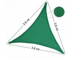 Vela Parasole Ombreggiante Triangolare 3.6x3.6x3.6 mt Verde