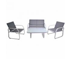 Set Salotto Da Giardino Tavolino Divano 2 Sedie In Metallo E Textilene ø66xh71cm Adami Anita Grigio