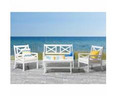 Panchina in legno bianco 120 cm con cuscino beige BALTIC