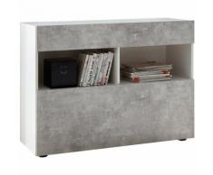 Credenza Mobile Soggiorno 1 Anta 2 Vani 111x42x82 Cm Tft Akira Bianco E Cemento