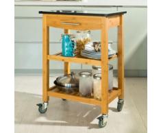 SoBuy Carrello cucina, Carrello di servizio, Scaffale, bambù e piano in granito,