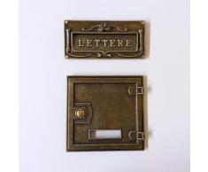 Kit buca lettere + sportello in ottone brunito per ritiro posta