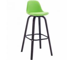 Sgabello Avika similpelle, super imbottito, base cappuccino, verde CLP