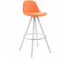 CLP Sgabello Franklin in similpelle gambe rotonde, arancione bianco