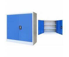 Armadio per Ufficio in Metallo 90x40x90 cm Grigio e Blu