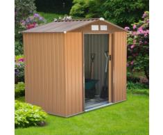Outsunny Cabina Casetta da Giardino Porta Utensili in Lamiera di Acciaio, 213x127x185cm