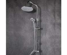 Colonna doccia tonda in ottone cromato con soffione d.20 e deviatore incorporato mod. Milos