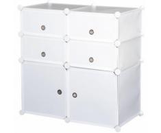 Homcom Armadio Guardaroba Scarpiera Modulare in Plastica 6 Cubi Bianco, 75x37x73cm