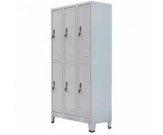Armadio con 6 Armadietti in Acciaio 90x45x180 cm Grigio