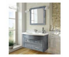 Mobile bagno sospeso con lavabo 2 cassetti 114 cm 2 applique Ardesia