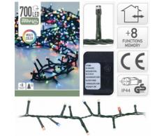 LUCI DI NATALE 700 LED MULTICOLOR 8 GIOCHI DI LUCE ESTERNO ALBERO INTERNO