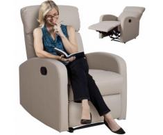 Poltrona Reclinabile Manuale Anziani Imbottita Relax Casa in Ecopelle Crema