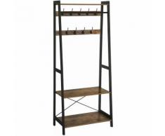 Armadio Vintage, Appendiabiti da Ingresso, Scaffale a 2 Ripiani, 9 Ganci Attaccapanni, Struttura in