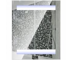 HomCom Armadietto da Bagno in Legno MDF con specchio e Luci LED, 50x60x15cm