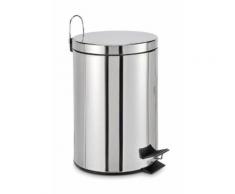 Pattumiera a Pedale 12 LT Acciaio Inox + Coperchio Diam. 25cm Casa Ufficio Bagno