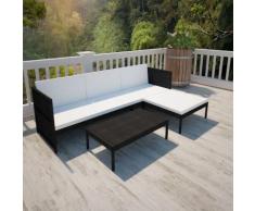 Divano da Giardino Set 9 pz in Polirattan Nero