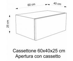 Cassettone Arredo bagno | Bianco Frassinato - 60x40x25 cm - Maniglia con rallentante