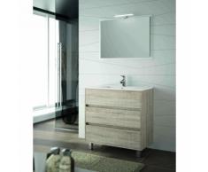 Mobile bagno 800 in legno marrone Caledonia con lavabo Arenys | Con specchio e lampada LED