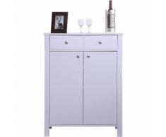 Homcom Mobiletto Scarpiera Salvaspazio in Legno con 2 Ante e Cassetti Bianco 80x34x104cm