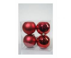 4 PALLINE DI NATALE 10CM ROSSO OPACO/LUCIDO ADDOBBI DECORO ALBERO